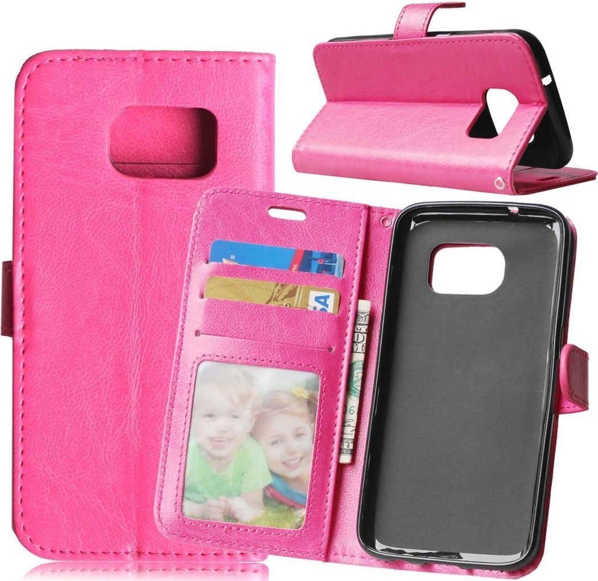 Telefoonhoes Geschikt voor: Samsung Galaxy S7 Edge portemonnee hoesje - Roze