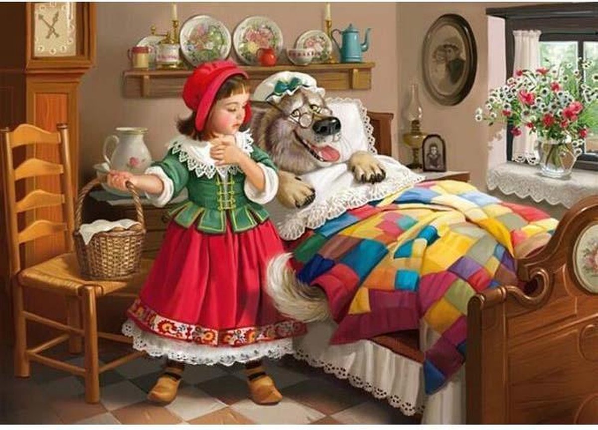 Diamond Painting – Roodkapje met de boze wolf - 30x40 cm - Complete