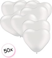 Ballonnen hartjes wit 50 stuks 26 cm