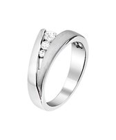 The Jewelry Collection Ring Zirkonia Poli/mat - Zilver