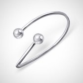 Zilveren open armband met knopjes