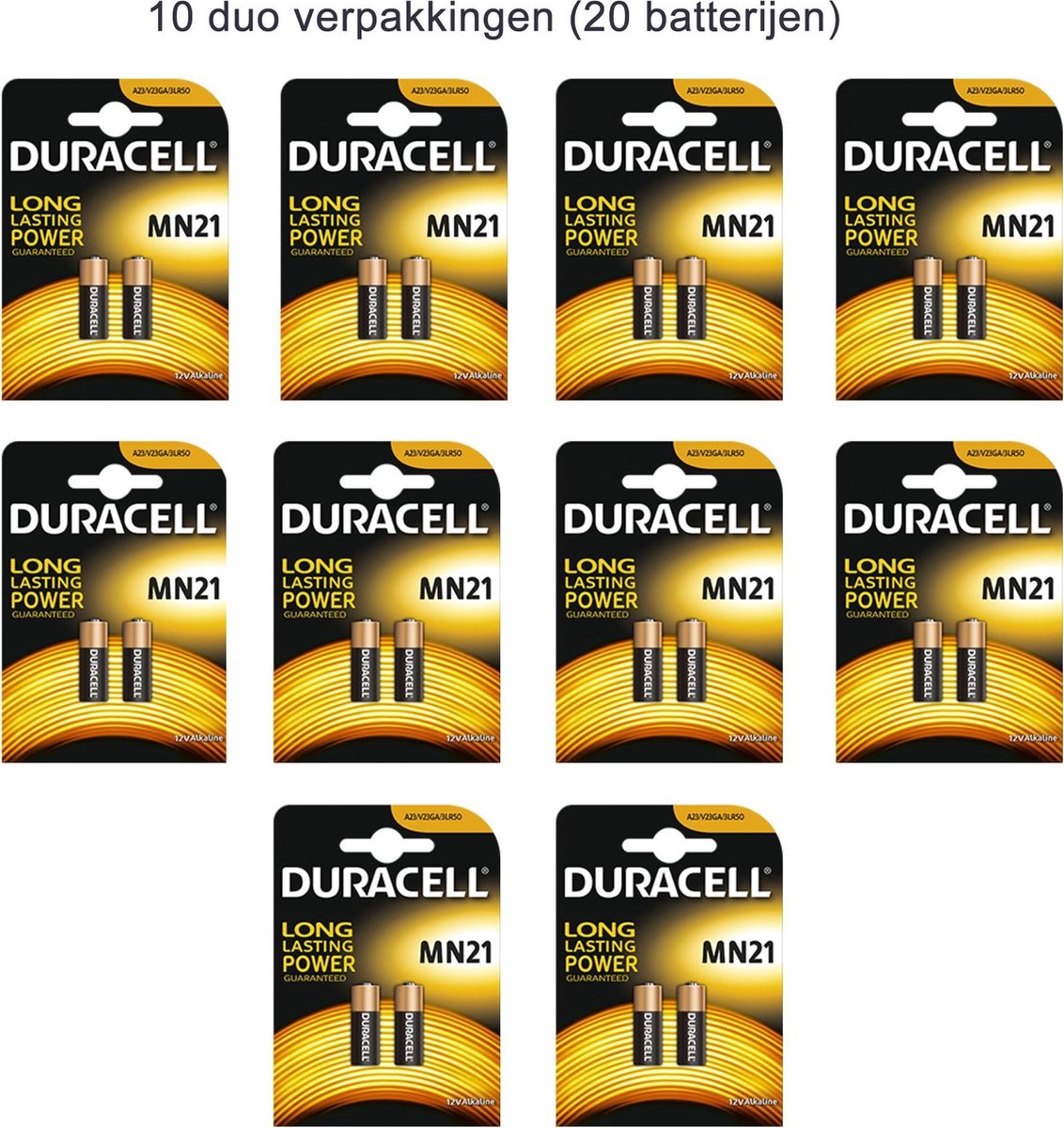 Duracell MN21 12V Batterijen 10 blisters van 2 stuks (20 Batterijen)
