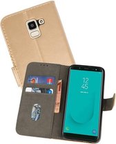 Samsung Galaxy J6 2018 Hoesje Kaarthouder Book Case Telefoonhoesje Goud