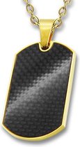 Amanto Ketting Emson G - 316L Staal PVD - Dogtag - Carbon - 32x20mm - 60cm