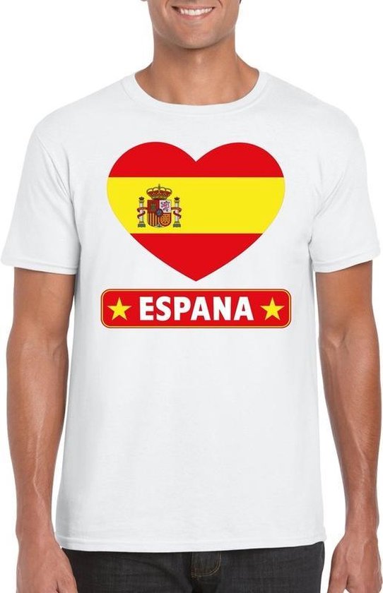 Spanje hart vlag t-shirt wit heren S | bol.com