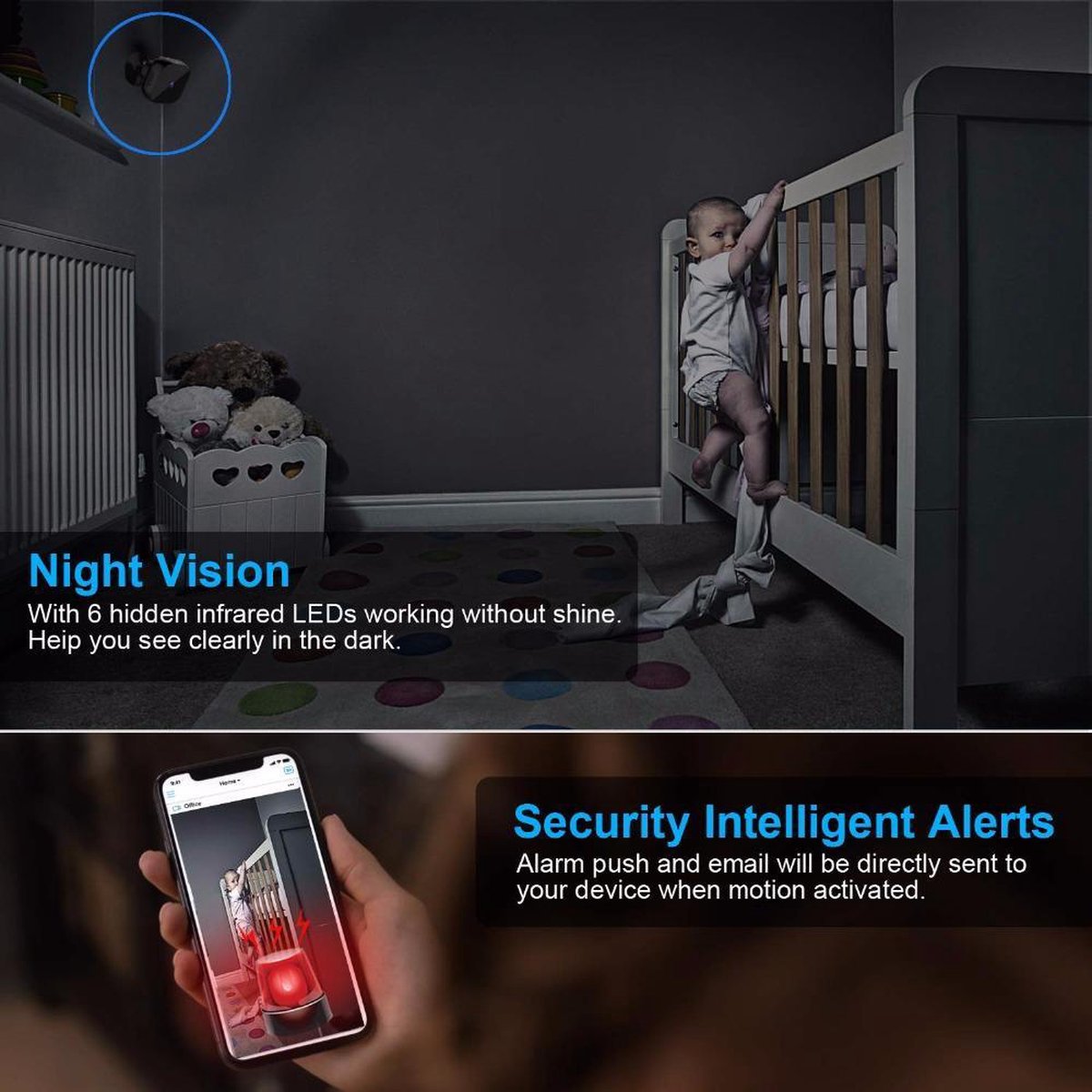 Mini Caméra WiFi 1080P Avec Vision Nocturne - Caméra Surveillance Intérieur/Extérieur, Grand Angle 120°, Batterie Longue Durée