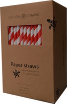 Natural Straws papieren rietjes - Rood gestreept - 250 stuks - 100% Composteerbaar