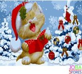 Peinture par numéro "JobaStores®" Chat de Noël 40x50cm
