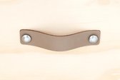 leren handgreep Taupe set 4 stuks L 15x3 cm