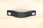 Leren handgreep Antraciet set 4 stuks L 15x3 cm