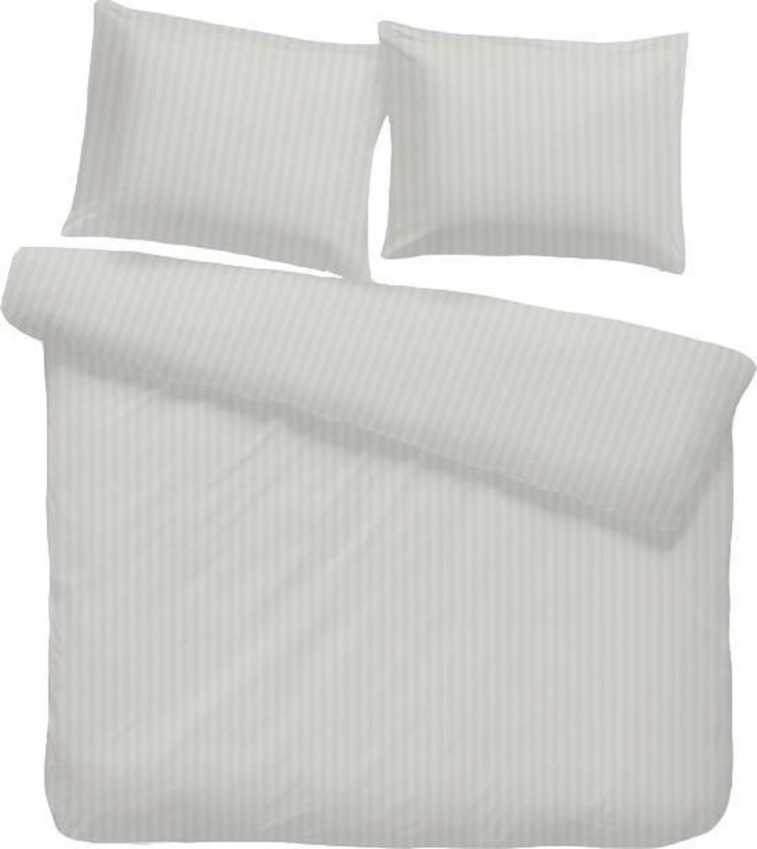 iSleep Satijnstreep Dekbedovertrek - Tweepersoons - 200x200/220 cm - Zilver