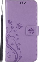 Shop4 - Samsung Galaxy A20e Hoesje - Wallet Case Vlinder Patroon Paars