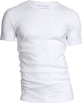 Garage 302 - Semi Bodyfit T-shirt V- hals korte mouw wit S 100% katoen 1x1 rib