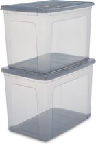 IRIS Clearbox Opbergbox - 70L - 2 stuks - Kunststof - Transparant/grijs