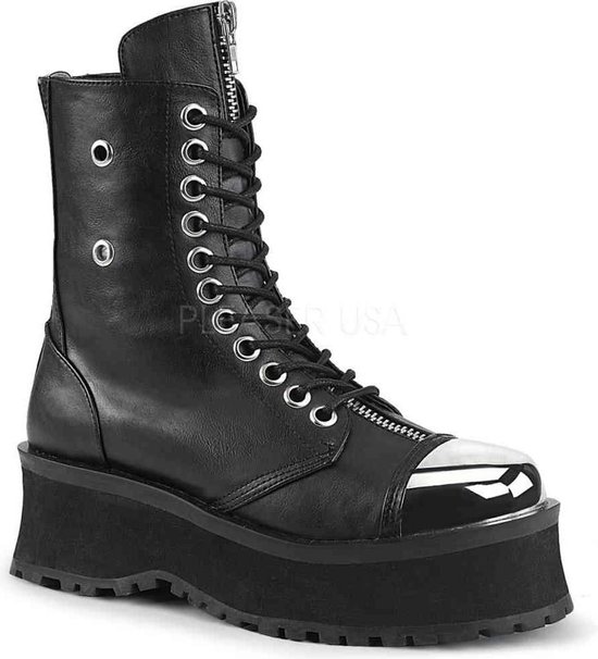 EU 44 = US 11 | GRAVEDIGGER-10 | 2 3/4 PF Lace-Up Ankle Boot, Back Metal Zipper