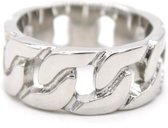 Dielay - Ring met Schakel - RVS - Ringmaat 21 - Zilverkleurig