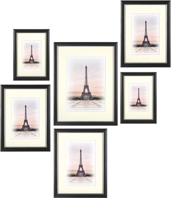 Henzo CAPITAL PARIS wall set - Fotolijst - 10 x 15 tot 18 x 24 cm - Zwart -  Set van 6... | bol.com