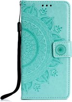 Shop4 - Huawei P30 Lite Hoesje - Wallet Case Mandala Patroon Mint Groen