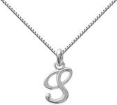 Amanto Ketting Letter S - 925 Zilver Gerhod. - Alfabet - 10x18mm - 50cm