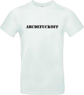 NicePrint - abcdefuckoff - Unisex shirt- Maat L- wit shirt - Fun shirt - grappig shirt - tekst shirt - 100% katoen