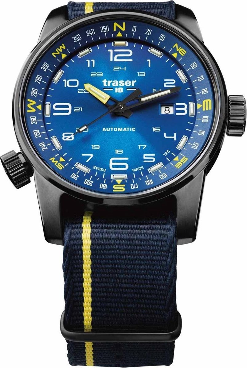 Traser P68 Pathfinder nato - horloge - Ø 46 mm - zwart - blauw