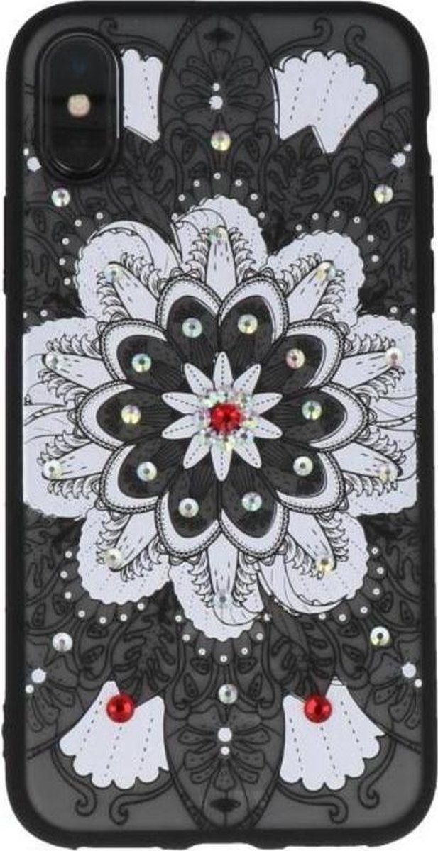 Wit Diamant Mandala Back Cover Hoesje voor iPhone X