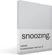 Snoozing - Coton - Taies d'oreiller - Lot de 2 - 60x70 cm - Gris