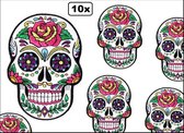 10x Applicatie Sugar Skull bloemen 12x8,5 cm