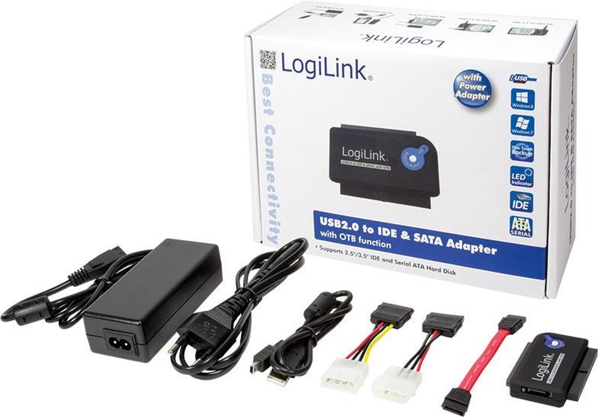 Alfabetische volgorde parfum Bedienen LogiLink USB 2.0 naar 2.5 + 3.5 Zoll IDE + SATA HDD OTB Adapter | bol.com