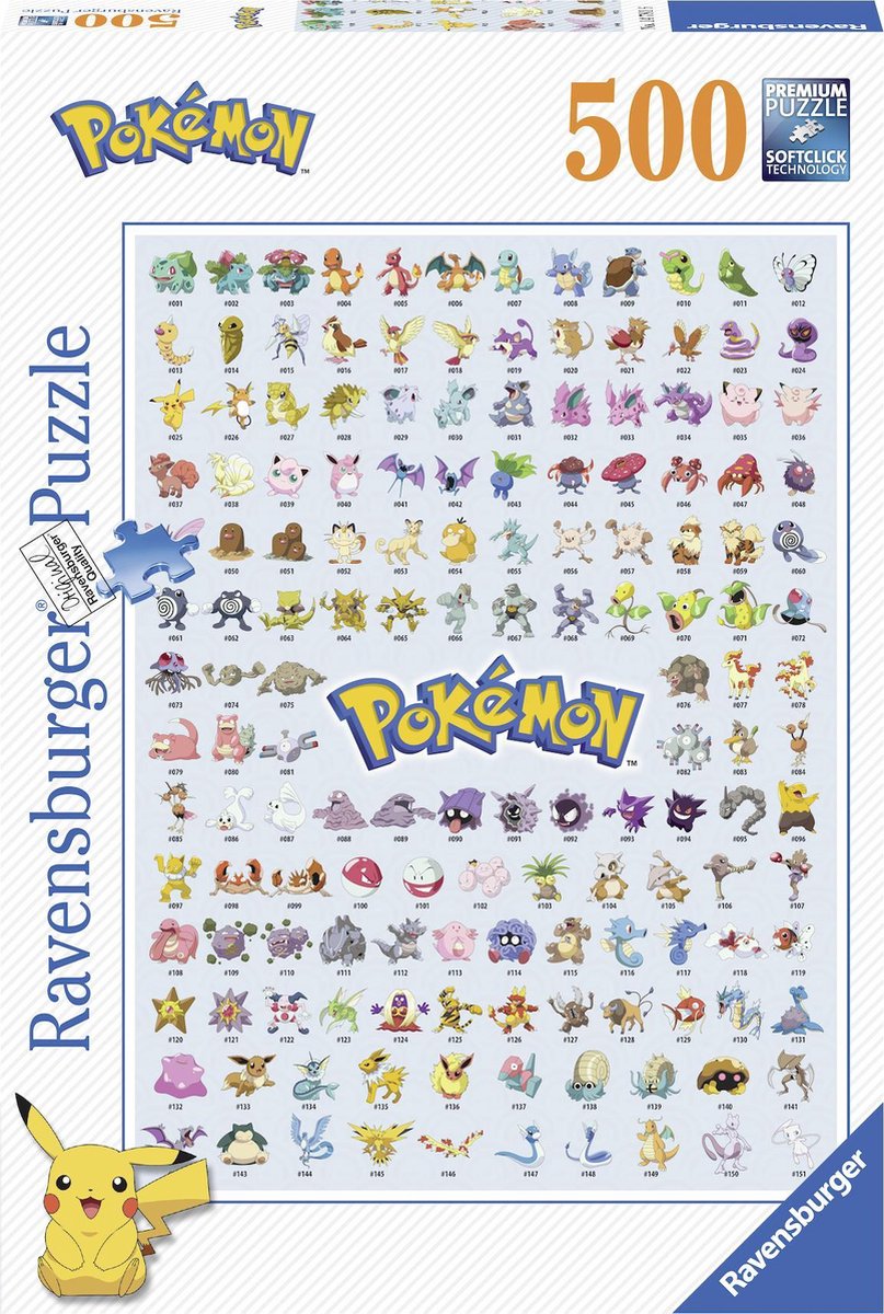 Ravensburger puzzel Eerste generatie Pokémon - 500 stukjes - Ravensburger
