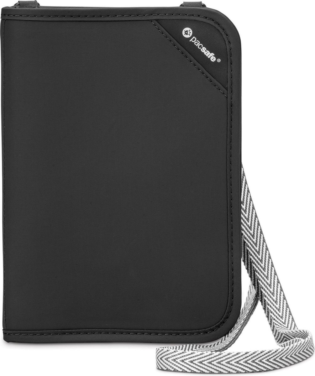 Pacsafe Organizer V150 - 17 x 12.5 x 2 cm - Veelzijdige Paspoorthouder - RFID-blokkerend - Anti-diefstal - 6 Pasjes - Paspoortformaat - Polyester - Zwart
