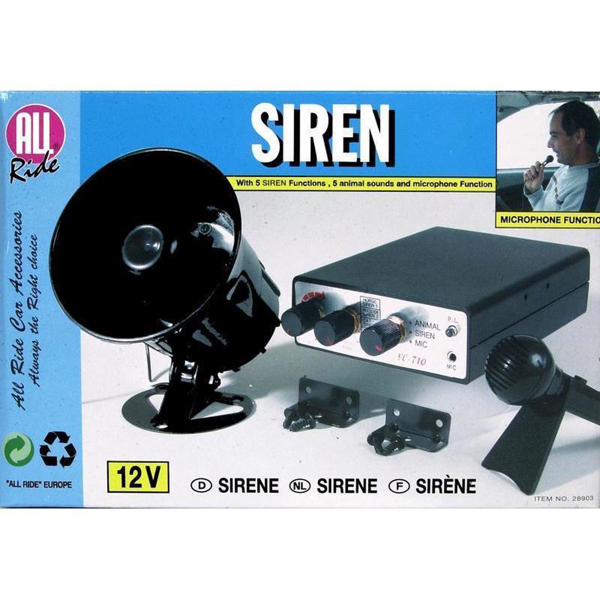 Sirene met microfoon 12V