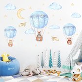 Muursticker Luchtballonnen - Met dieren - 80x140 cm