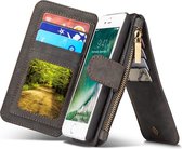 Hoesje geschikt voor Apple iPhone 7 Plus / 8 Plus Hoesje Portemonnee Luxe Lederen Wallet Case met Afneembare Back Cover iCall - Zwart