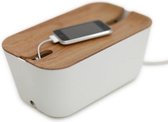 Bosign opbergbox | oplaadbox | kabelbox– medium – wit/houten deksel - 30 x 18 x 13.8 cm
