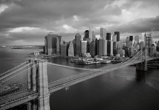 Fotobehang, Muurposter, Zwart wit foto Brooklyn Bridge, Cities, 366 x 254 cm.