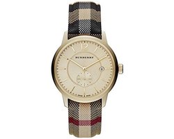BURBERRY Honey Dial Honey Check Fabric-Coated Leather Unisex Watch BU10001