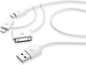 Cellularline USBDATAC3IN1MFIW USB-kabel 1 m USB 2.0 USB A Micro-USB B/Lightning/Apple 30-pin Wit