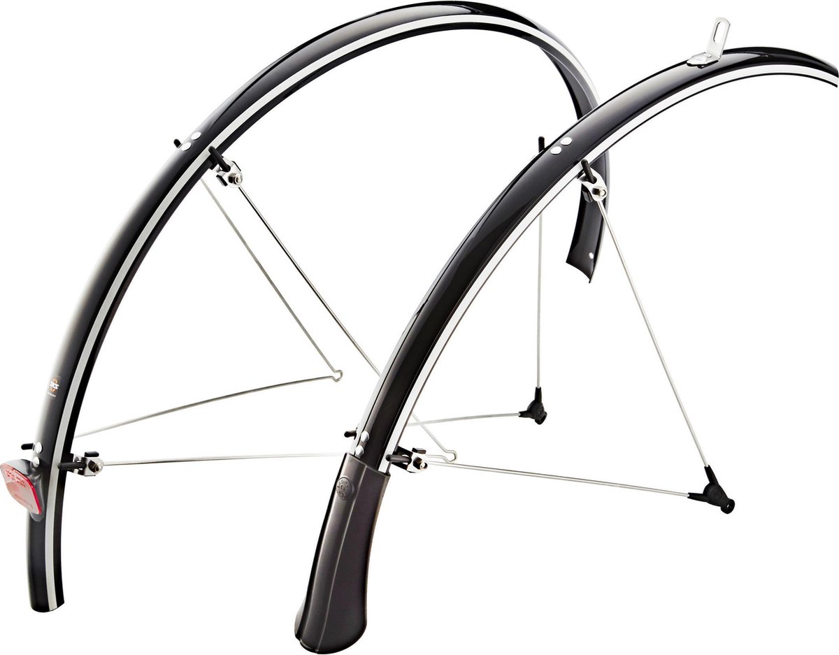 SKS B35 Spatbord 28" met reflectiestrepen, black