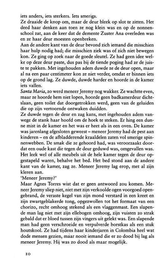 Een beschrijving van een moordonderzoek en een gesprek.