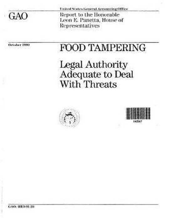 Food Tampering, United States General Acco Office (Gao) 9781720317715 Boeken