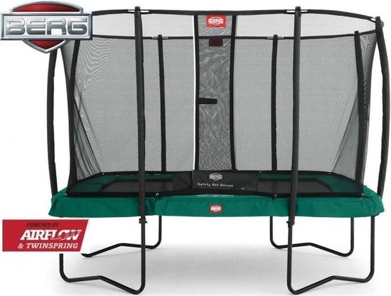 in stand houden Gezamenlijk mode BERG Trampoline EazyFit 330x220cm rechthoekig met Safetynet DeLuxe - groen  -... | bol.com