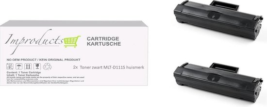 Improducts® Toner - Alternatief Samsung MLTD111S / MLT-D111s XL inhoud 2x toner zwart - Improducts