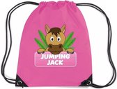 Jumping Jack paarden rijgkoord rugtas / gymtas - roze - 11 liter - voor kinderen