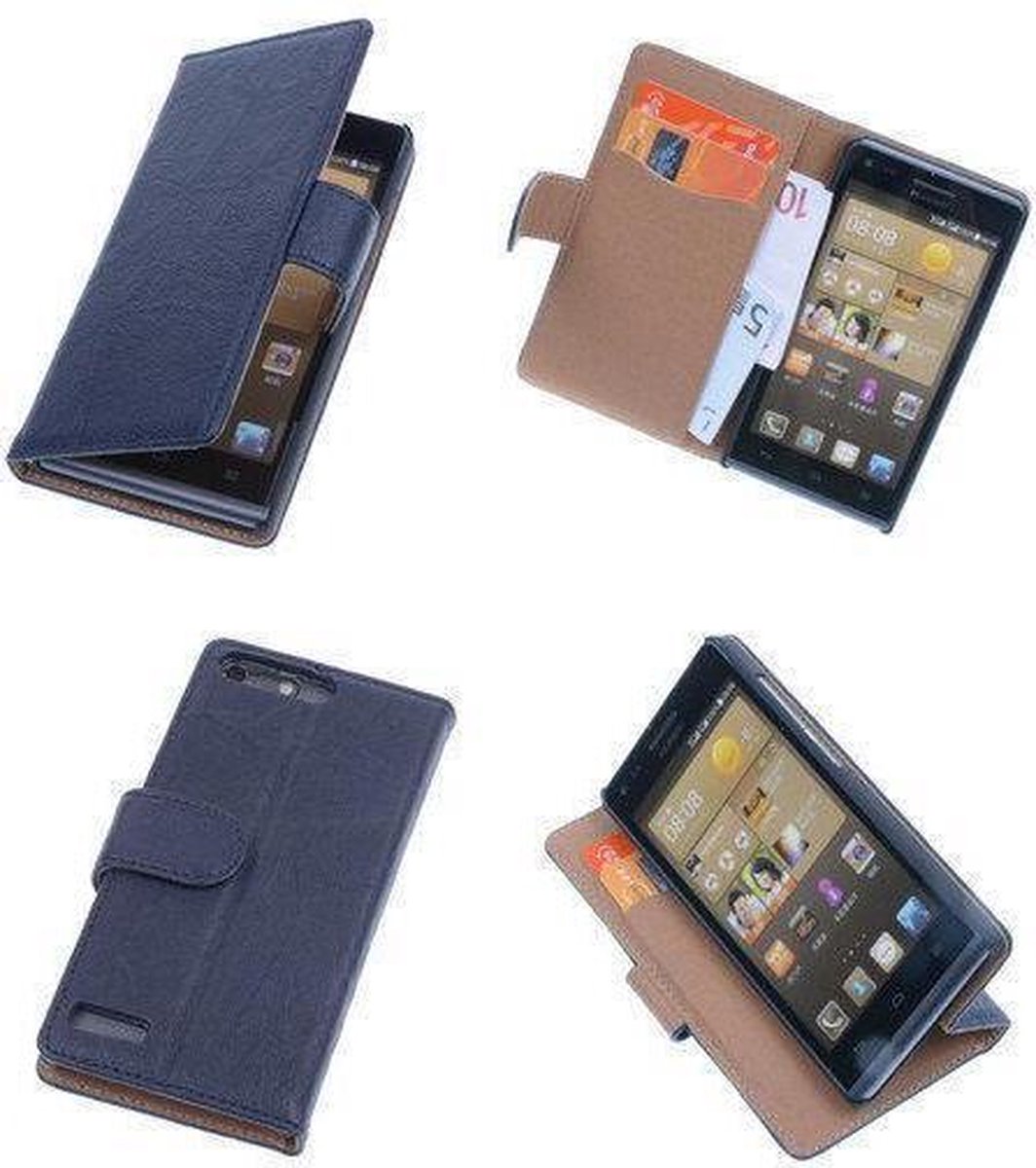 BestCases Zwart Luxe Echt Lederen Booktype Hoesje Huawei Ascend G6
