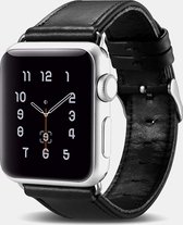 Zwarte Leren Apple Watch 42/44 mm Bandje voor Apple Watch