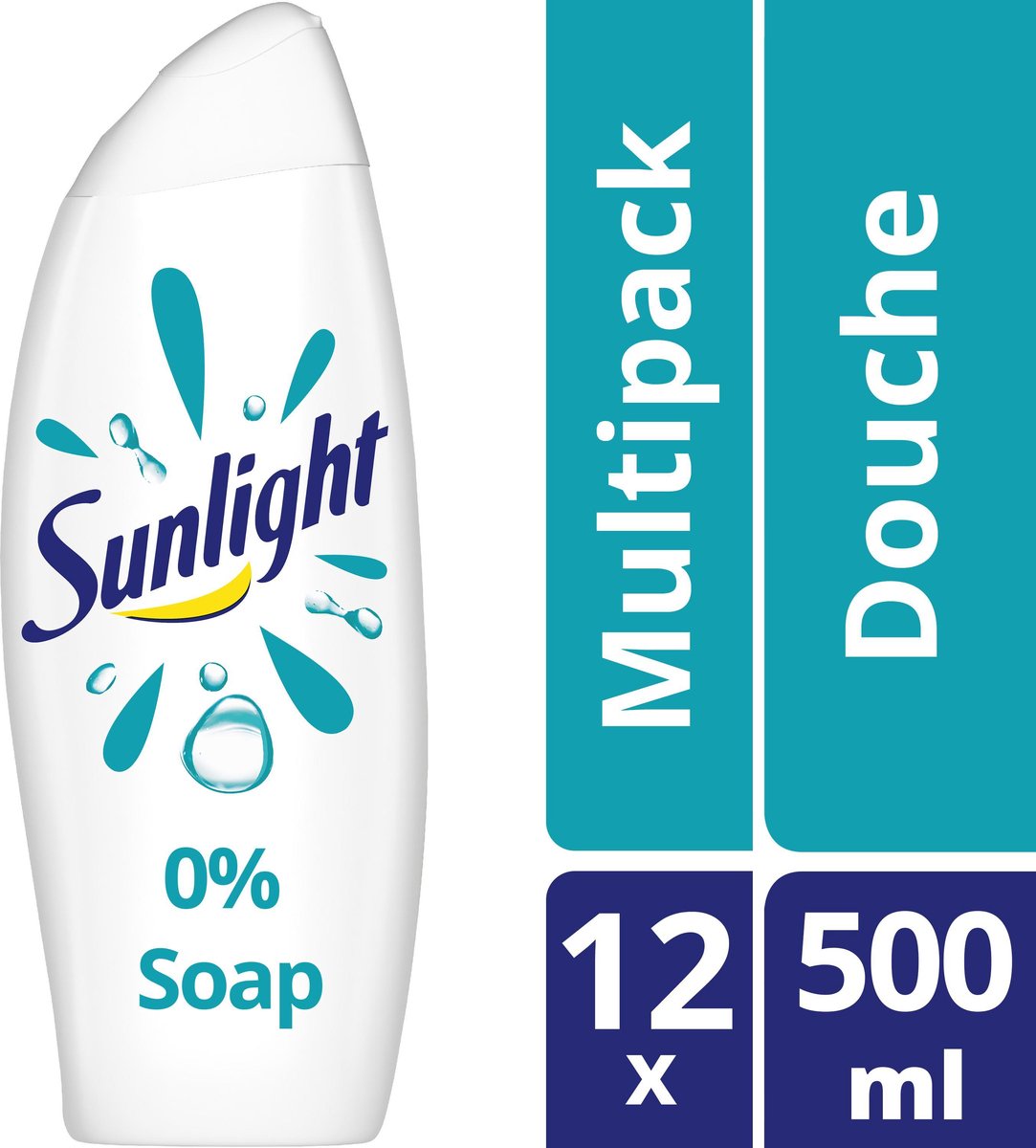 Sunlight Zeep - Douchegel 0% Zeep - pH-Huidneutraal - Voordeelverpakking 12 x 500 ml