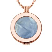 Quiges - Munthouder met Ketting en Munt 33mm Schelp Blauwkleurig - Rosegoudkleurig - ERHS890