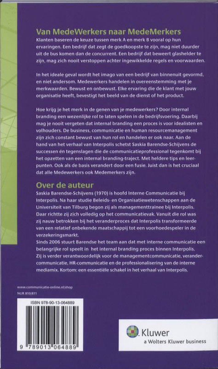 Communicatie memo 48 - Van MedeWerkers naar MedeMerkers - back cover