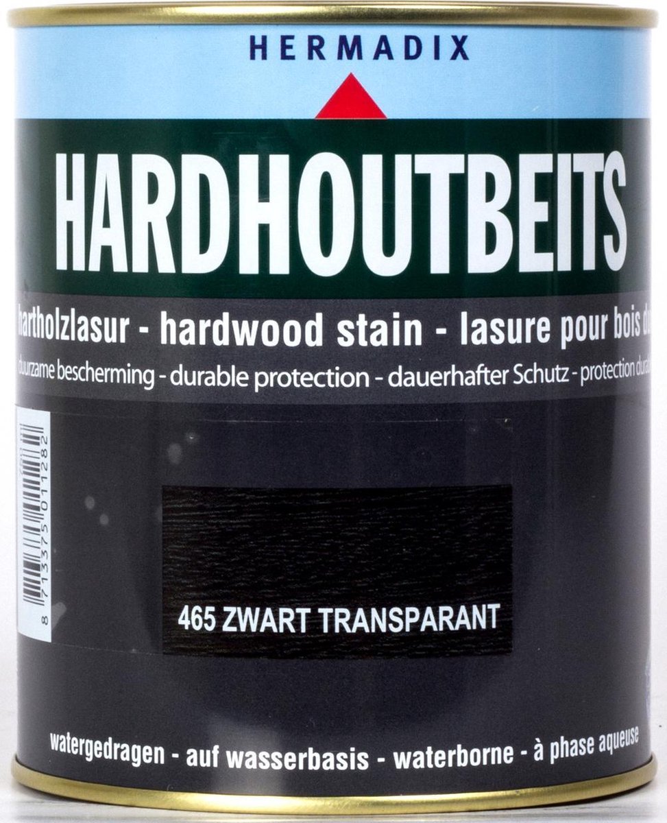 eerste Verbetering Kneden Hermadix Hardhout Beits - 0,75 liter - 465 Zwart Transparant | bol.com